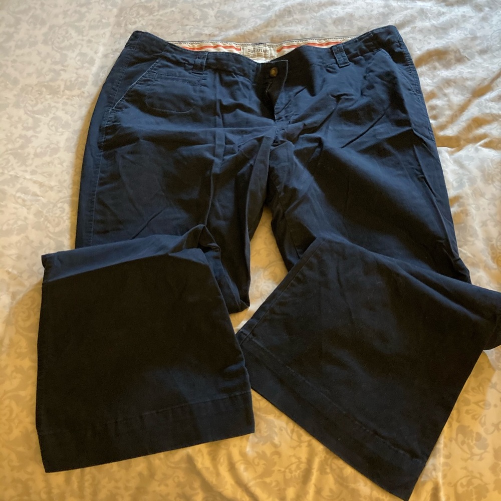 Super flare leg khaki style pants